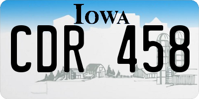 IA license plate CDR458