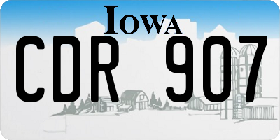 IA license plate CDR907