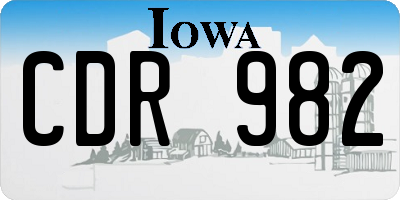 IA license plate CDR982