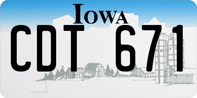 IA license plate CDT671