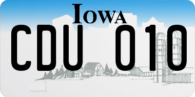 IA license plate CDU010