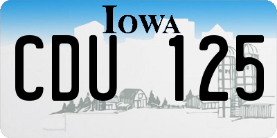 IA license plate CDU125