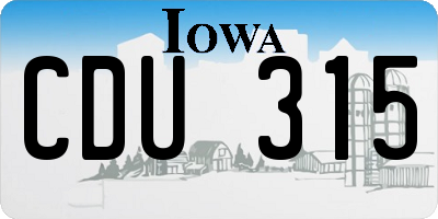 IA license plate CDU315