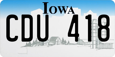 IA license plate CDU418