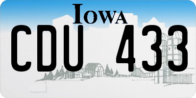 IA license plate CDU433
