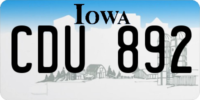 IA license plate CDU892