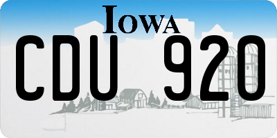 IA license plate CDU920