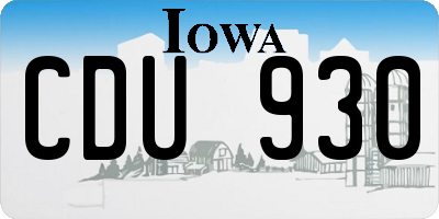 IA license plate CDU930