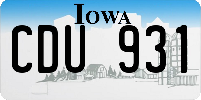 IA license plate CDU931