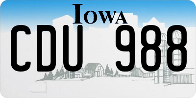 IA license plate CDU988