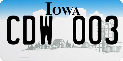 IA license plate CDW003