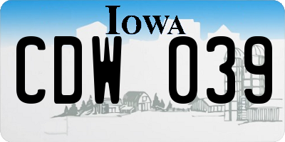 IA license plate CDW039