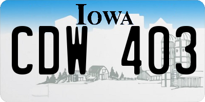 IA license plate CDW403