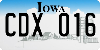 IA license plate CDX016