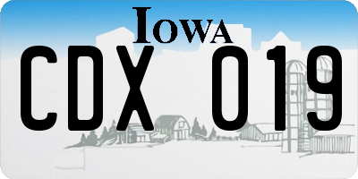 IA license plate CDX019