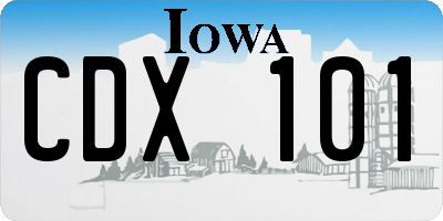 IA license plate CDX101