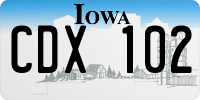 IA license plate CDX102