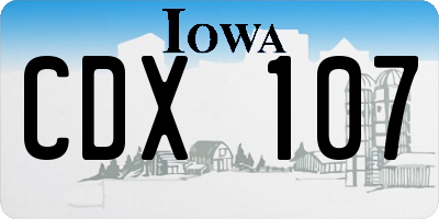 IA license plate CDX107