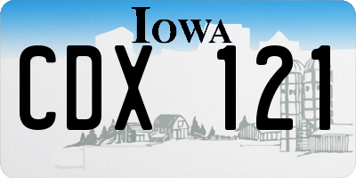 IA license plate CDX121