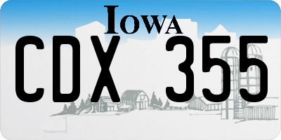 IA license plate CDX355