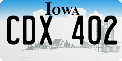 IA license plate CDX402