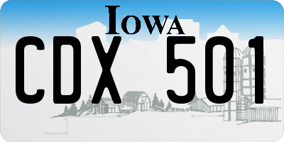 IA license plate CDX501