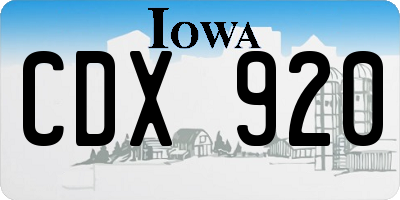 IA license plate CDX920