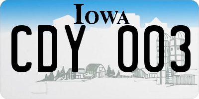 IA license plate CDY003