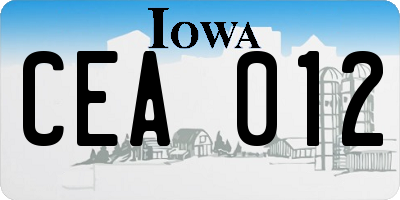 IA license plate CEA012