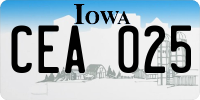 IA license plate CEA025