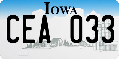 IA license plate CEA033