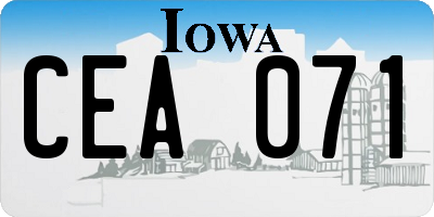 IA license plate CEA071