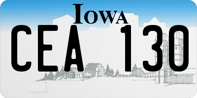 IA license plate CEA130