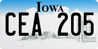 IA license plate CEA205