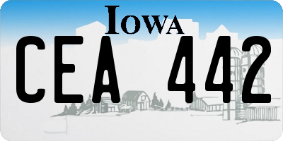IA license plate CEA442