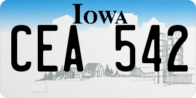 IA license plate CEA542