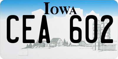 IA license plate CEA602