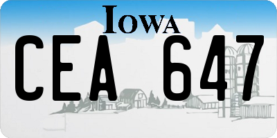 IA license plate CEA647