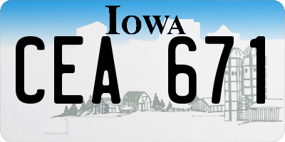 IA license plate CEA671