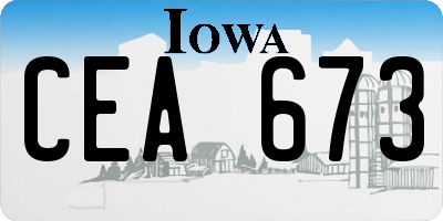 IA license plate CEA673