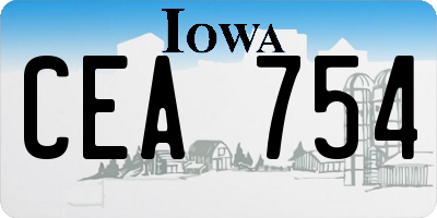 IA license plate CEA754