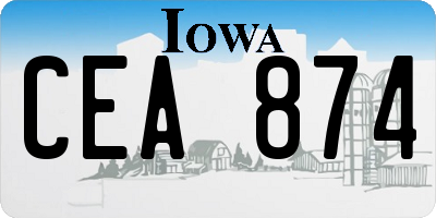 IA license plate CEA874