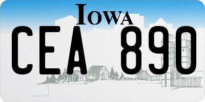 IA license plate CEA890