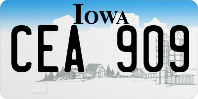 IA license plate CEA909