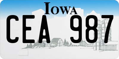 IA license plate CEA987