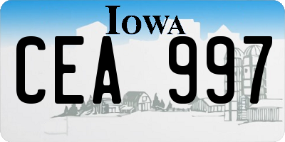 IA license plate CEA997