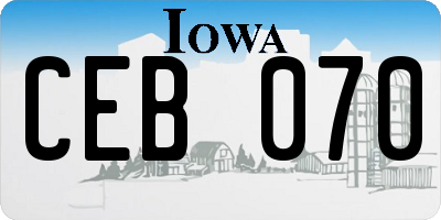 IA license plate CEB070