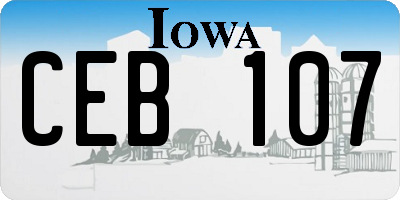 IA license plate CEB107