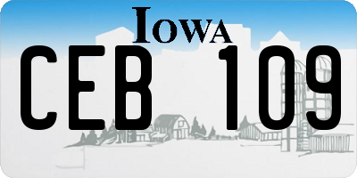 IA license plate CEB109