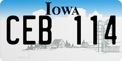 IA license plate CEB114